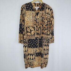 Vintage 80s Chelsea LTD Women's Tribal Midi Dress size Medium Aztec